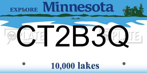CT2B3Q Minnesota License Plate