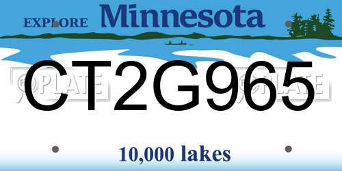 CT2G965 Minnesota License Plate