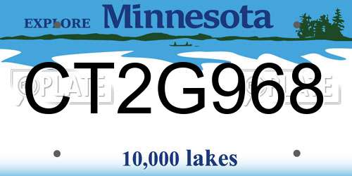 CT2G968 Minnesota License Plate