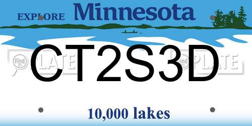 CT2S3D Minnesota License Plate