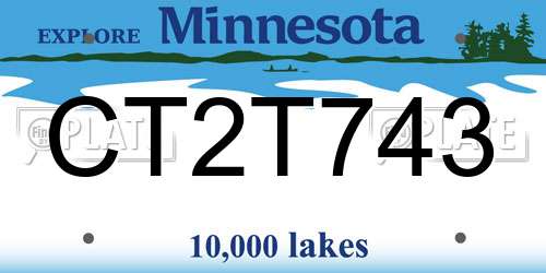 CT2T743 Minnesota License Plate