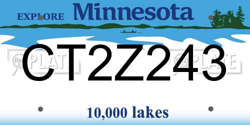 CT2Z243 Minnesota License Plate