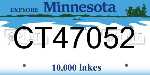 CT47052 Minnesota License Plate