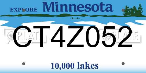 CT4Z052 Minnesota License Plate