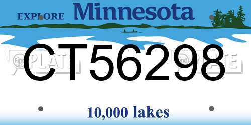 CT56298 Minnesota License Plate