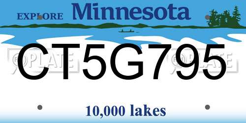 CT5G795 Minnesota License Plate