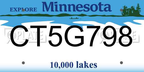CT5G798 Minnesota License Plate