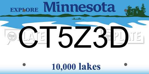 CT5Z3D Minnesota License Plate