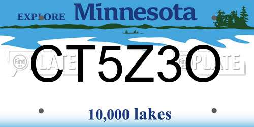 CT5Z3O Minnesota License Plate