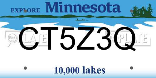 CT5Z3Q Minnesota License Plate