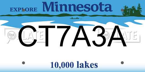 CT7A3A Minnesota License Plate