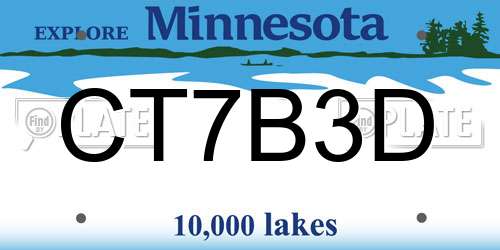 CT7B3D Minnesota License Plate