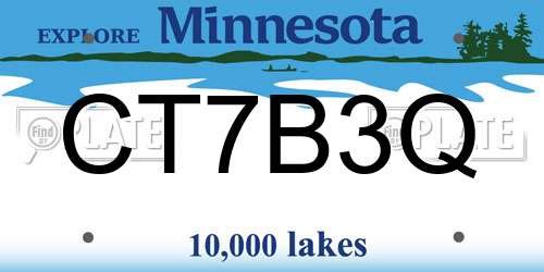CT7B3Q Minnesota License Plate