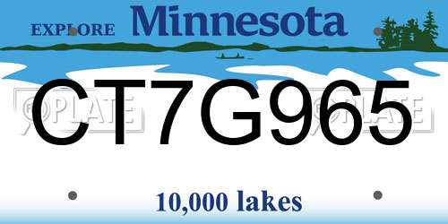 CT7G965 Minnesota License Plate