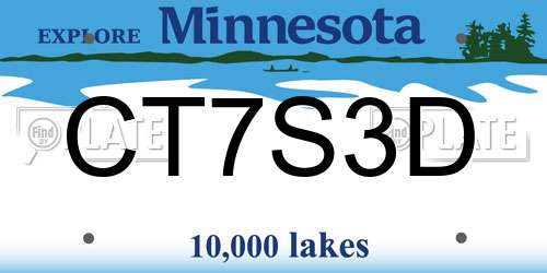 CT7S3D Minnesota License Plate