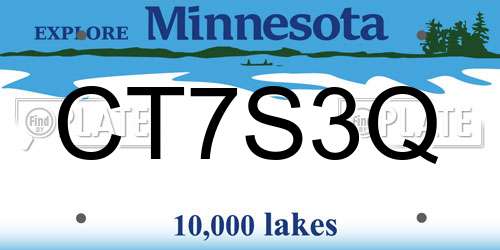 CT7S3Q Minnesota License Plate