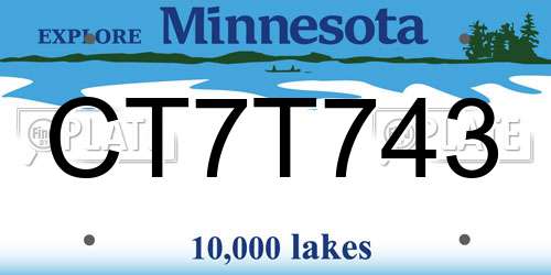 CT7T743 Minnesota License Plate
