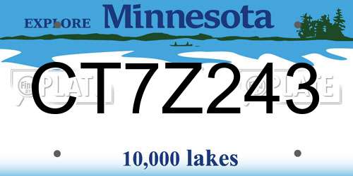 CT7Z243 Minnesota License Plate