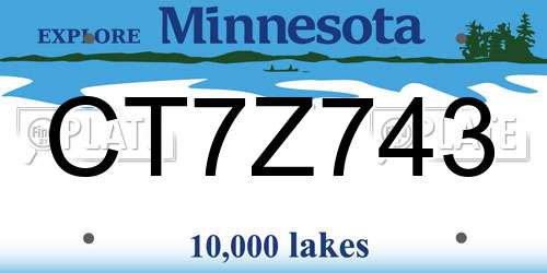 CT7Z743 Minnesota License Plate