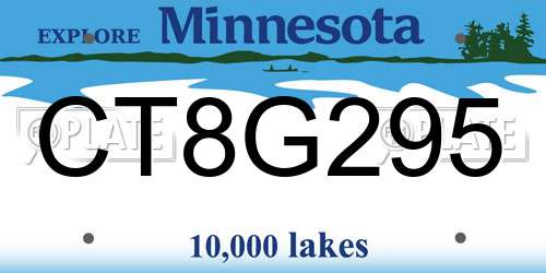 CT8G295 Minnesota License Plate