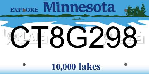 CT8G298 Minnesota License Plate