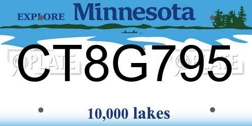 CT8G795 Minnesota License Plate