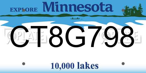 CT8G798 Minnesota License Plate