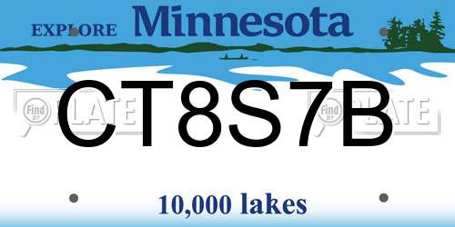 CT8S7B Minnesota License Plate