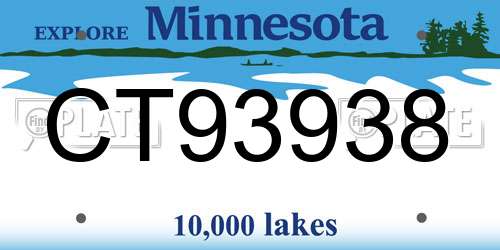 CT93938 Minnesota License Plate