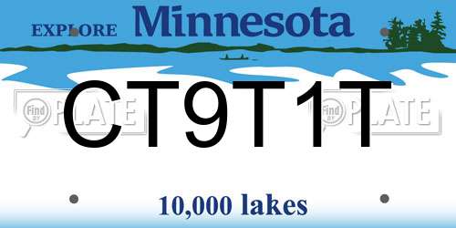CT9T1T Minnesota License Plate