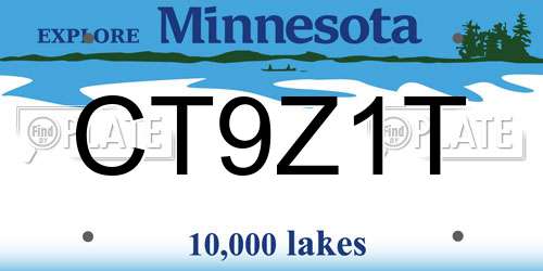 CT9Z1T Minnesota License Plate