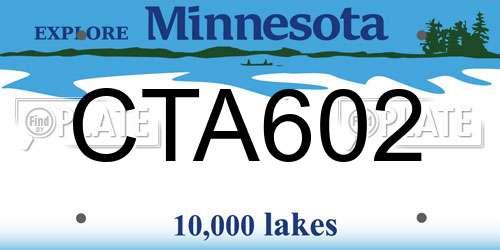 CTA602 Minnesota License Plate