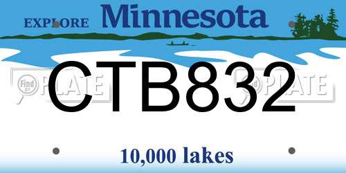 CTB832 Minnesota License Plate
