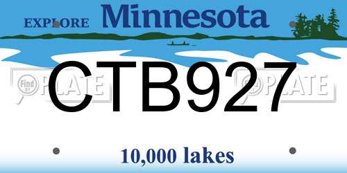 CTB927 Minnesota License Plate
