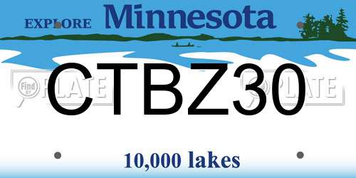 CTBZ30 Minnesota License Plate