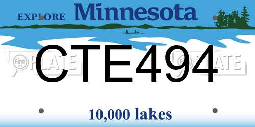 CTE494 Minnesota License Plate