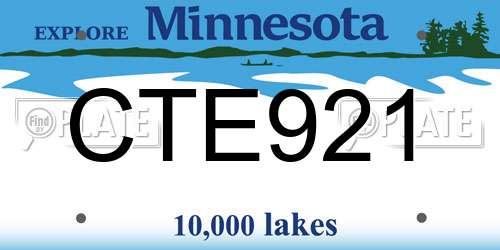 CTE921 Minnesota License Plate