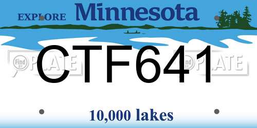 CTF641 Minnesota License Plate