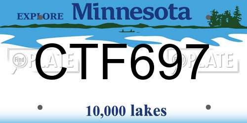 CTF697 Minnesota License Plate