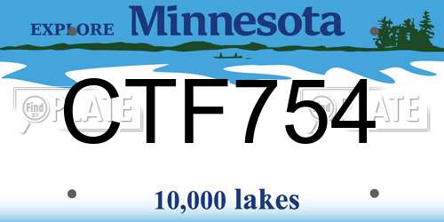 CTF754 Minnesota License Plate