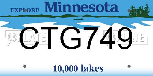 CTG749 Minnesota License Plate