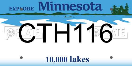 CTH116 Minnesota License Plate