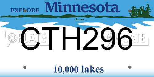CTH296 Minnesota License Plate