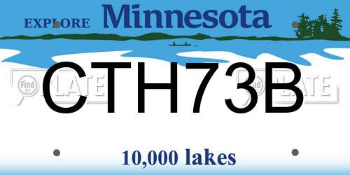 CTH73B Minnesota License Plate