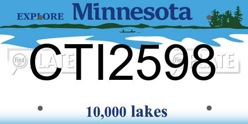 CTI2598 Minnesota License Plate
