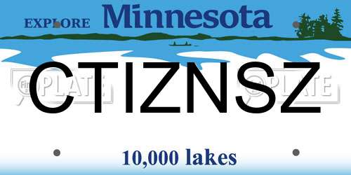 CTIZNSZ Minnesota License Plate