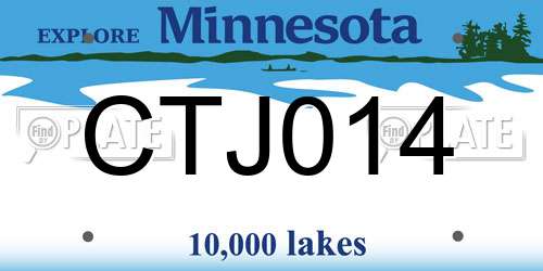 CTJ014 Minnesota License Plate