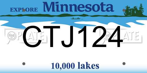 CTJ124 Minnesota License Plate