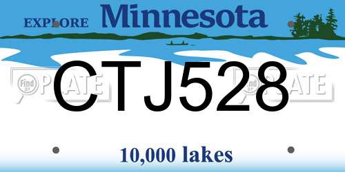 CTJ528 Minnesota License Plate