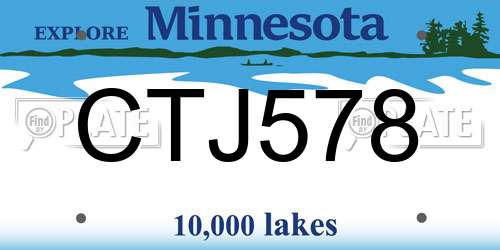 CTJ578 Minnesota License Plate
